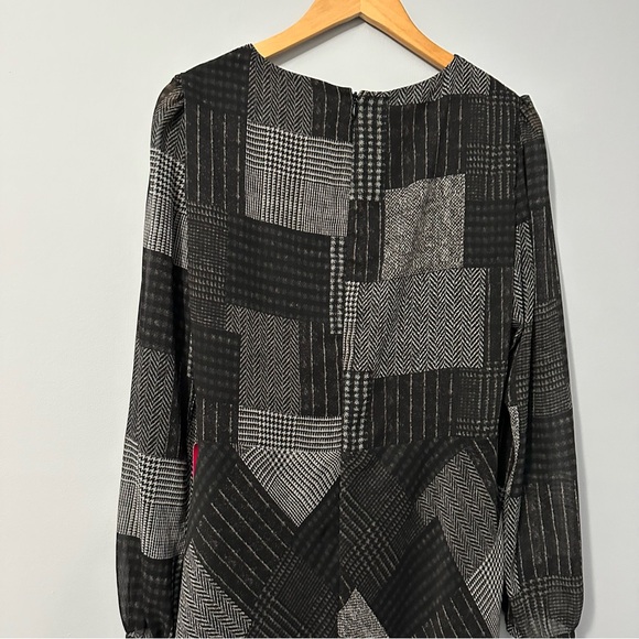 Lauren Ralph Lauren Plaid Wrap Midi Dress Size 12 Dark Academia Chic Patchwork - Picture 10 of 15